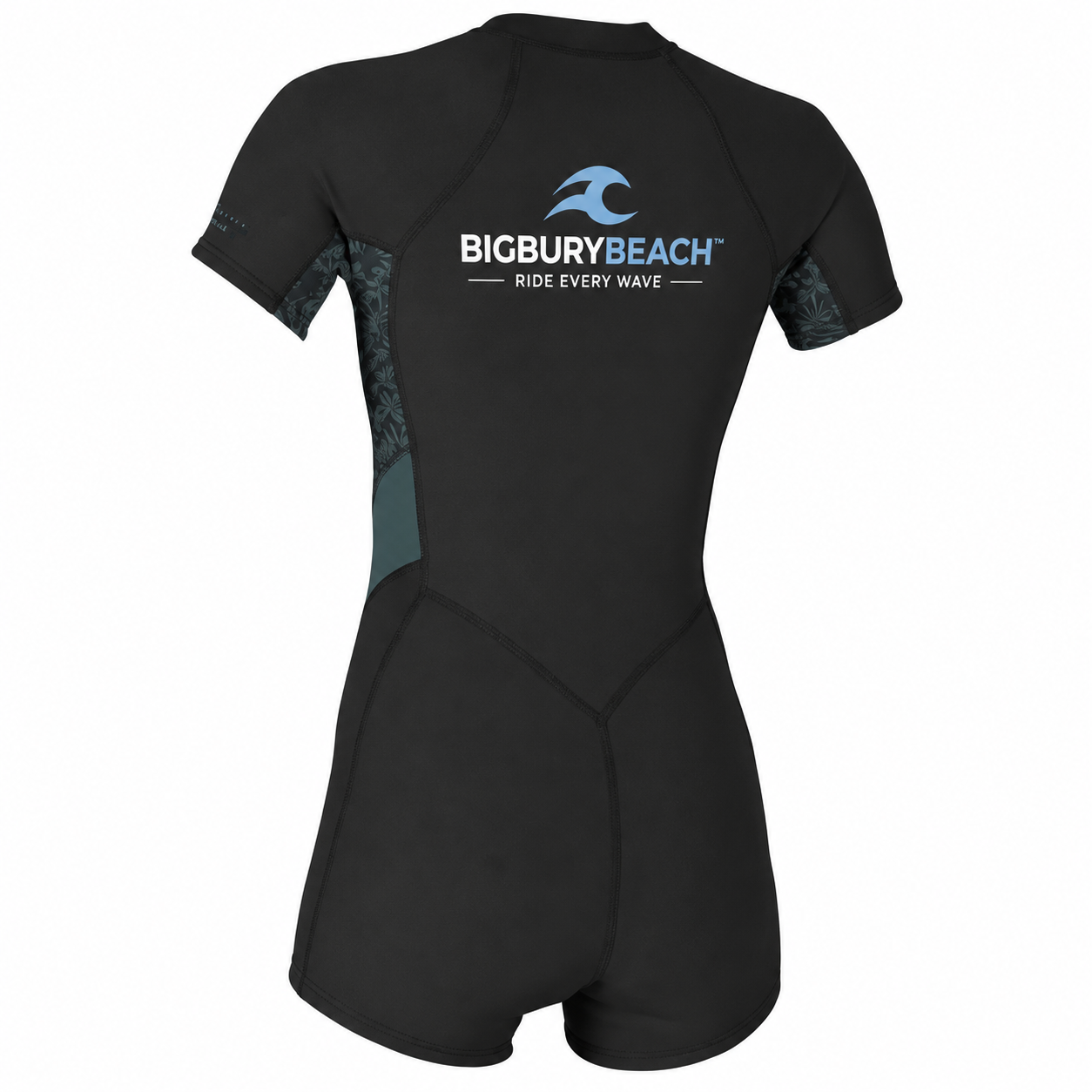 BIGBURYBEACH Women's 2mm Front Zip Shorty Wetsuit Black Floral